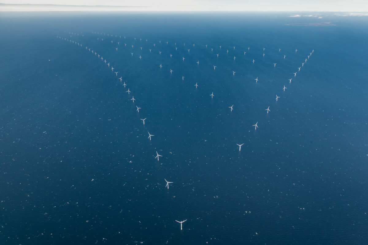 Vindmøllepark set fra luften